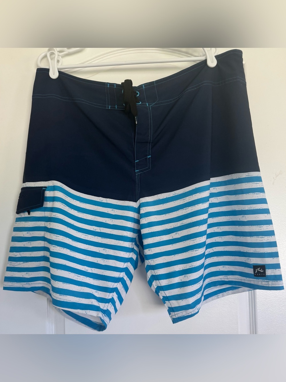 Rusty Navy and Light Blue Striped Men's Board Shorts